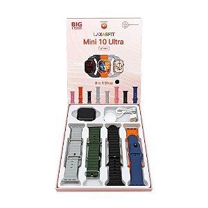 Smartwatch Laxafit Mini 10 Ultra Anj.GG 8 Pulseiras Preto