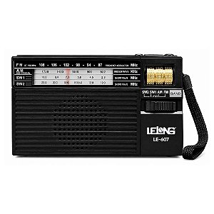 Rádio Portátil Lelong LE-607 AM/FM/SW Preto