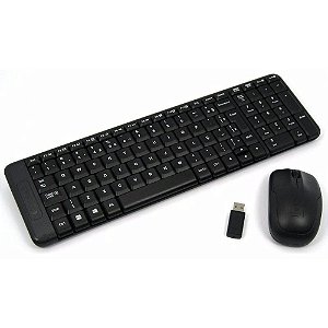 Teclado e Mouse Sem Fio Logitech MK220 Preto