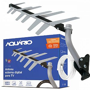 Antena Digital Externa Aquário DTV-1500 Cabo 10Mts