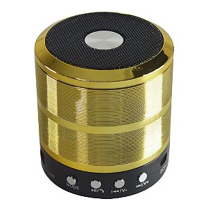 Caixa Som Mini Speaker WS-887 Dourado