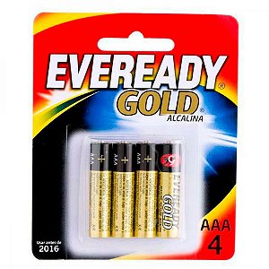 Pilha Alcalina AAA A92BP-4 Eveready Gold com 4