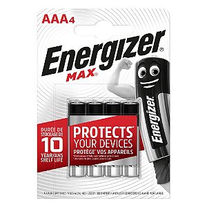 Pilha Alcalina AAA BP4 Energizer Max com 4