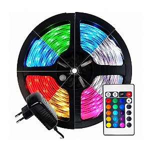 Fita Led Colorida RGB Com Fonte 5 Metros