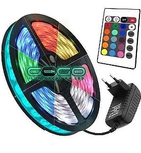 Fita de Led Colorida RGB Com Fonte 5 Metros