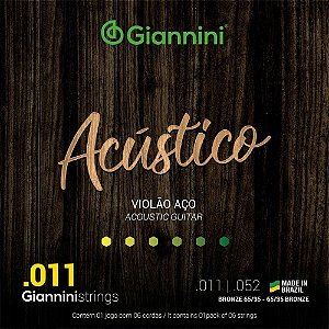 Encordoamento Violão Giannini Aço Acústico GESPW11