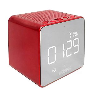 Rádio Relógio Caixa de Som Lelong LE-673 Vermelho