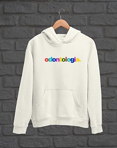 Outlet - Moletom Canguru - Odontologia - Aquarela - Off-White - TROCA NÃO DISPONÍVEL