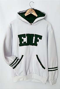 OUTLET - Moletom Canguru - Biomed - Branco/Verde musgo (TROCA NÃO DISPONÍVEL) - PEÇA ÚNICA