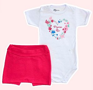 Conjunto Body e Shorts Saia "Pequena Flor"