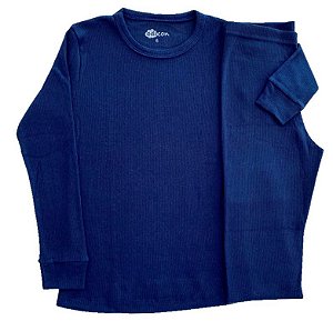 Conjunto Blusa e Calça Canelado Azul Marinho Tamanho 4 ao 8