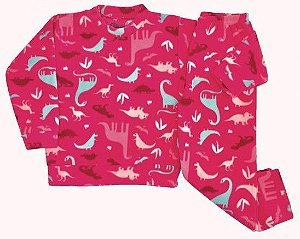 Conjunto Soft Rosa Pink Estampa Dinossauros Tamanho 4 a 8