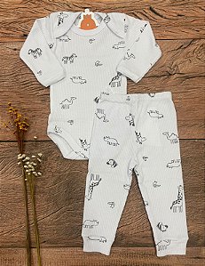 Conjunto Body e Calça Infantil Canelado Safari Neutro