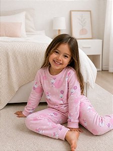Conjunto Soft Infantil Ursinha com Balões Rosa