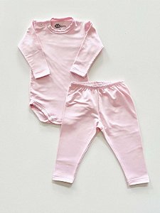 Conjunto Térmico Infantil Body e Calça Rosa Claro