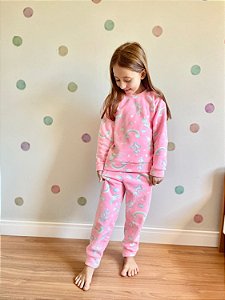 Conjunto Soft Infantil Rosa Estampa Unicórnio