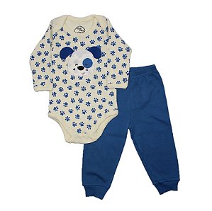 Conjunto ML body e calça cachorrinho azul royal