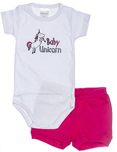 Conjunto body e shorts "Baby Unicorn"