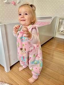 Saco de Dormir Infantil Com Pezinho em Soft Cor Rosa Unicórnio Castelo