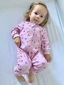 Macacão Bebê com Zíper em Algodão Frutinhas