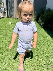 Conjunto Body e Shorts Bebê Canelado Arco-Íris