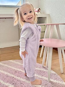 Saco de Dormir Infantil com Pezinho em Fleece Lilás Estrelas 3D