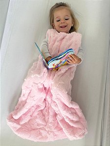 Saco de Dormir Bebê em Fleece Estrelas 3D Cor Rosa Bebê Claro