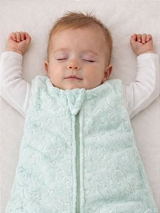 Saco de Dormir Bebê Cor Verde Água em Fleece Céu 3D
