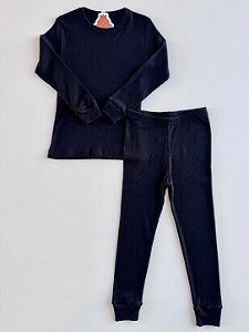 Conjunto Blusa e Calça Canelado Preto
