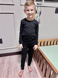 Conjunto Blusa e Calça Canelado Preto
