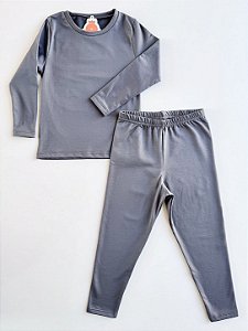 Conjunto Térmico Infantil Blusa e Calça Cinza Chumbo