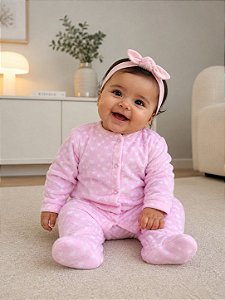 Macacão Bebê Soft Rosa Corações