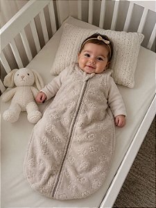 Saco de Dormir Bebê em Fleece Ursinhos Cor Bege Areia