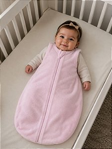 Saco de Dormir Bebê Fleece Cor Rosa Claro Liso