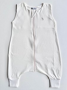 Saco de Dormir Infantil com Pezinho em Malha 100% Algodão Cor Off Liso Bordado Polvo