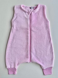 Saco de Dormir Infantil em Fleece com Pezinho Cor Rosa Claro Liso