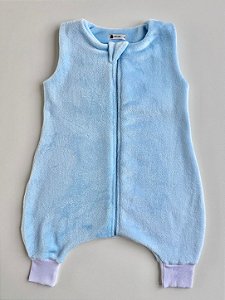 Saco de Dormir Infantil em Fleece com Pezinho Cor Azul Claro Liso