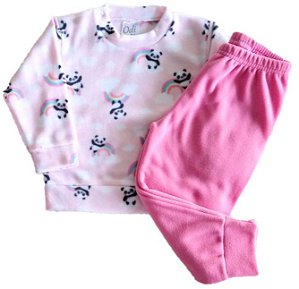 Conjunto Soft Infantil Pandas e Arco-Íris Rosa