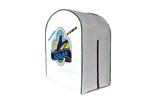 Capa de Gaiola Redonda 1 Fecho Lateral ( Branca) Azulão- Com Imagens Variadas