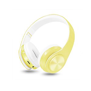 Fone De Ouvido Sem Fio Bluetooth Articulado Macaron P33 Amarelo