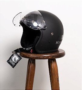 Capacete Kraft Old School Preto Fosco