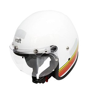 Capacete Kraft Old School Race Branco/Vermelho Brilhante