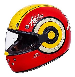 Capacete Smk Retro Adventure Vermelho Amarelo