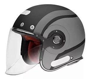 Capacete Smk Retro Jet Rebel  Matt Black Grey