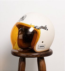 CAPACETE LUCCA CAFE RACER CREAM BOLHA ADAPTADA