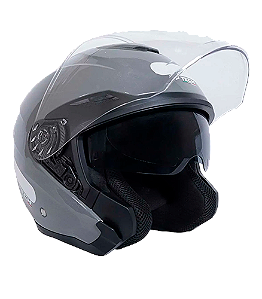 Capacete Gp Tech Cinza Metálico Com Óculos Solar Tam 61