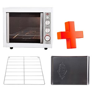 KIT Forno Elétrico Luxo Clean Advanced 2.4 + Prateleira (Grade) Para Forno + Bandeja Especial para Salgado