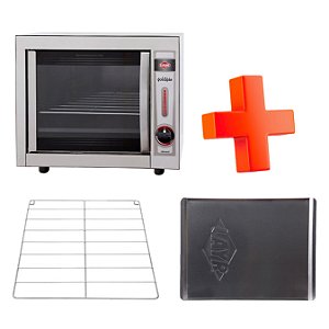 KIT Forno à Gàs Gold Inox Advanced + Prateleira (Grade) Para Forno + Bandeja Especial para Salgado