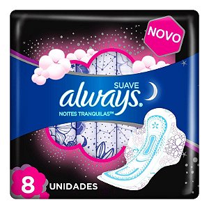 Absorvente Always Suave Noites Tranquilas Com Abas com 8 unidades