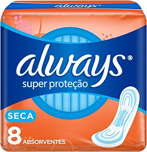 Absorvente Always Super Proteção Seca sem Abas 8 Unidades